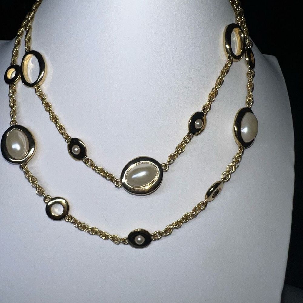 Talbots Double Chain With Faux Pearls